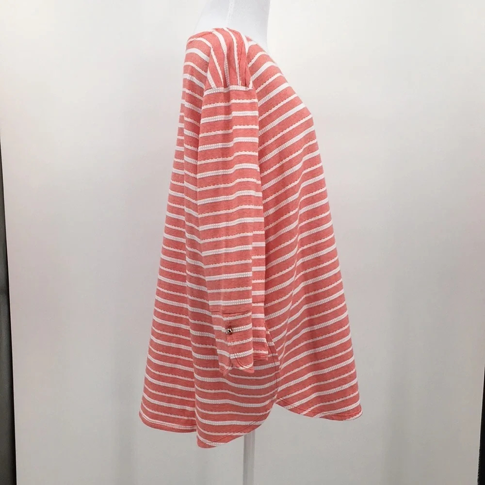 Zenergy Chico's Textured Envelope-Hem Tunic Top Womens‎ 4 XXL Red White Stripe - Picture 2 of 12